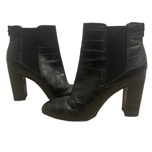 Sam Edelman Black Slip on Leather Heeled Booties Women’s Size 8 - Picture 1 of 6
